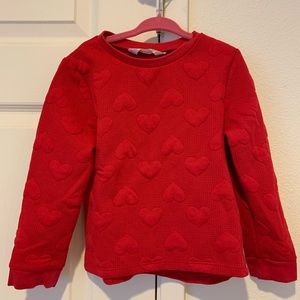 Girls Red with Hearts Pullover
